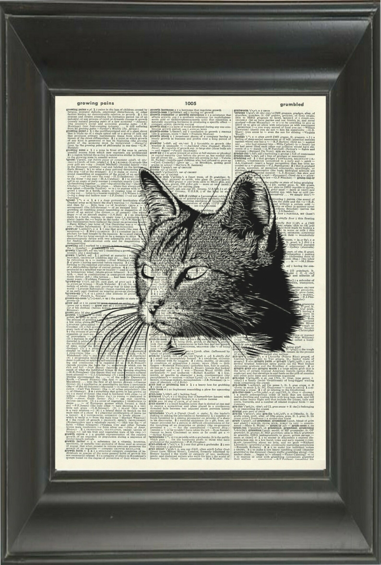 Cat Art Print Cat Dictionary Page Print 1260D Dictionary Etsy