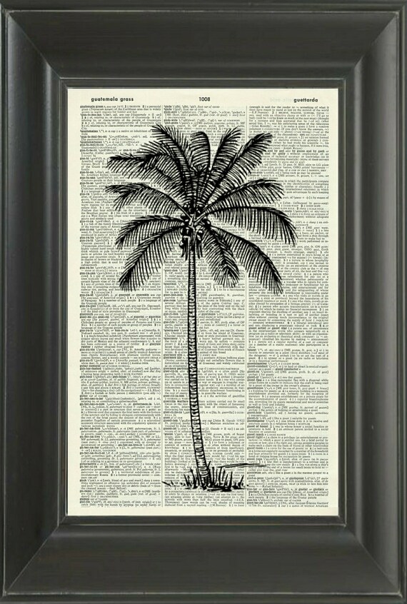 Palm Tree Dictionary Art Print No.220D vintage Dictionary Etsy