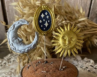 Moon , sun and stars Pins set