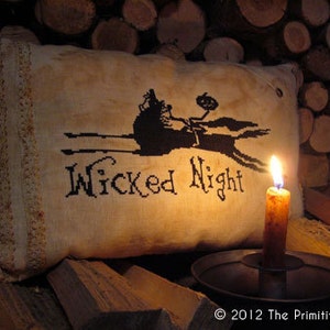 Primitive cross stitch pattern: Wicked night image 1