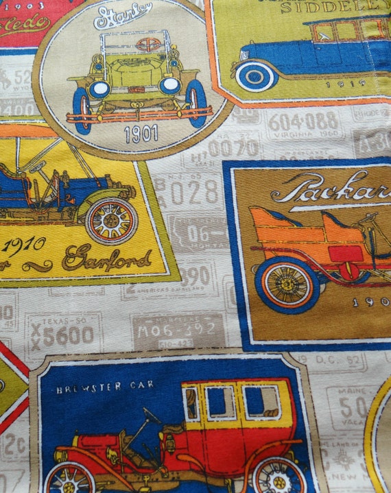 Items similar to Vintage curtains, antique car pattern, 2 panels 35 X