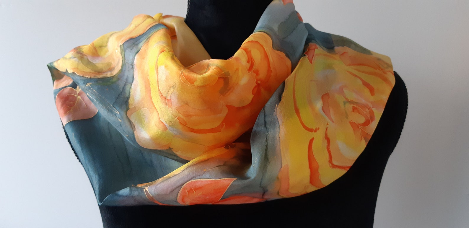 Yellow Roses Silk Art Scarf Hand Painted. Inspired by Roses. Etsy