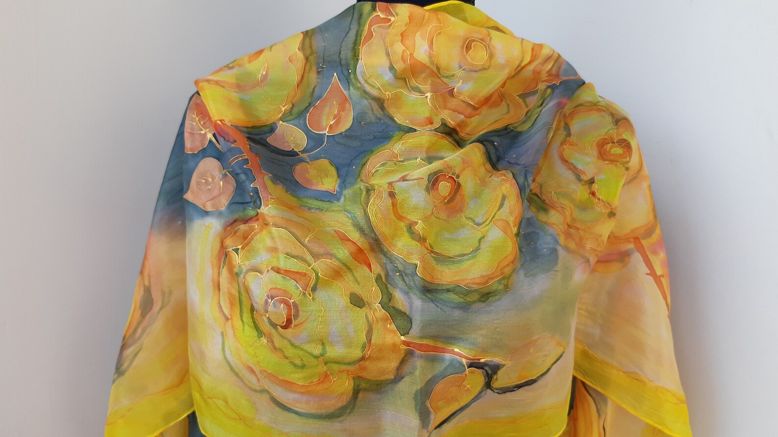 Yellow Roses Silk Art Scarf Hand Painted. Inspired by Roses. Etsy