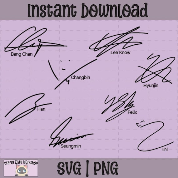 straykids リノ　ハン　直筆サイン　skz2020 Stray Kids Signature SVG PNG Bundle | Kpop Digital Download | SKZ