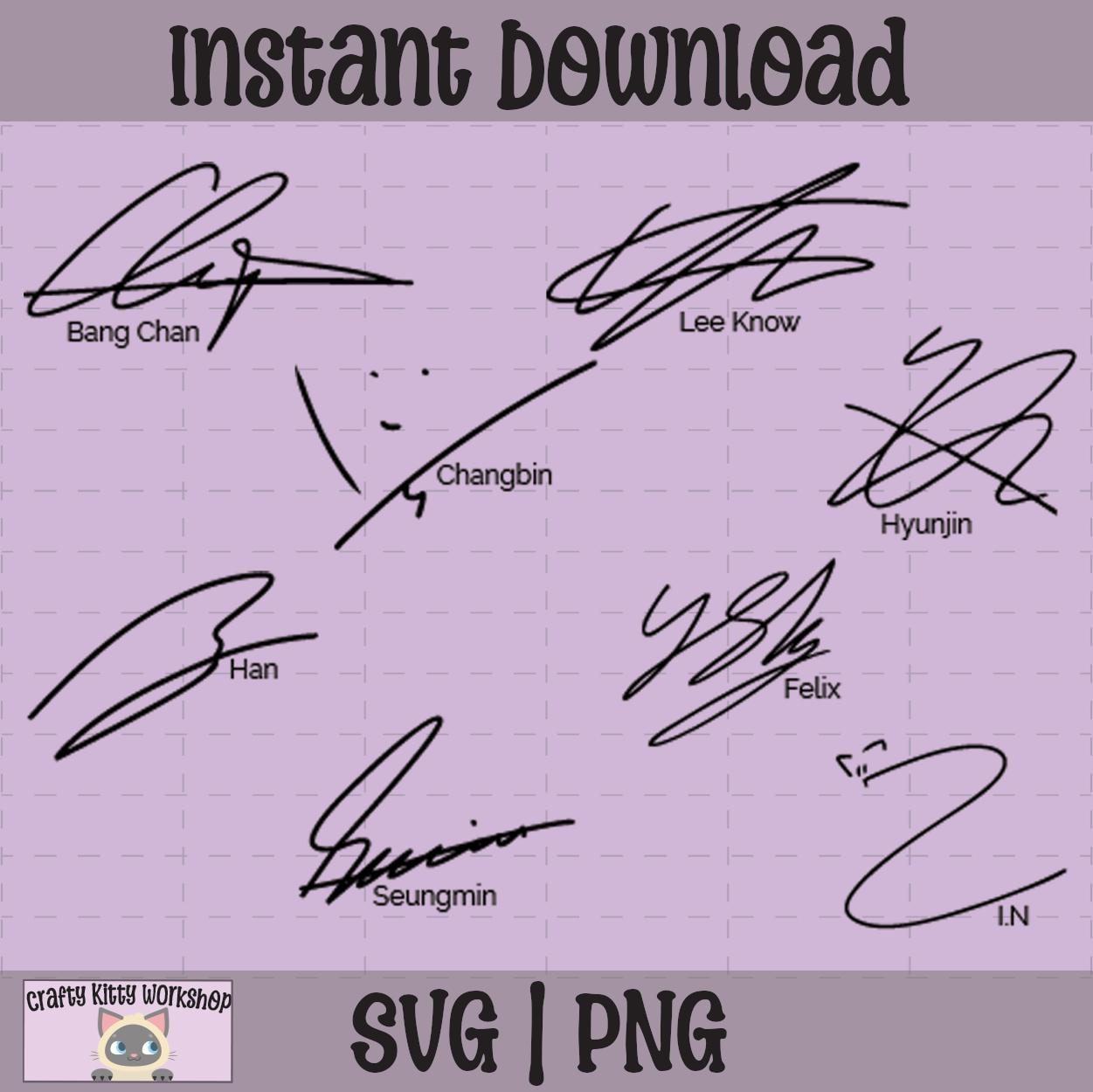 Stray Kids SKZ Member Signatures SVG | Kpop Cricut Files (instant