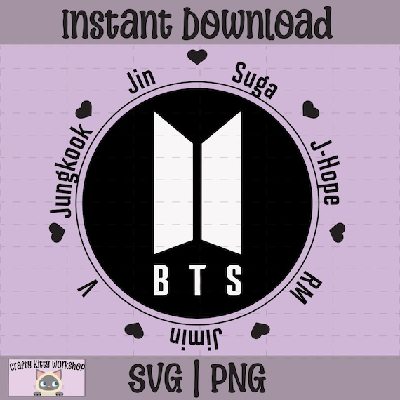 BTSロゴ（メンバー名入り）SVG | Kpop Cricutファイル（即時