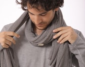 Chunky Soft Elegant Men's Scarf, Soy Eco Friendly Scarf, Gray Men Large Shawl