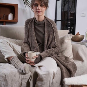 Oversized Taupe Knit Cardigan