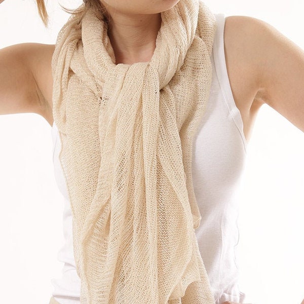 Super Soft Hand Knitted Scarf, Cozi Long Off white Scarf, Natural Organic Bamboo Silk Scarf, Soft Shoulder Wrap, Wedding Shawl