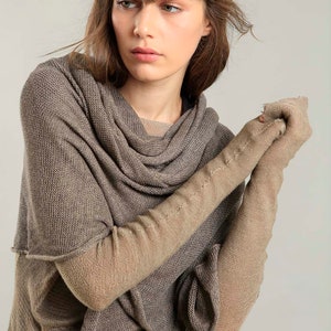 Dark Taupe Shoulder Wrap Scarf, Long Cotton Knit Scarf, Beautiful Stylish Shawl Wrap, Breathable Lightweight Women Scarf image 3