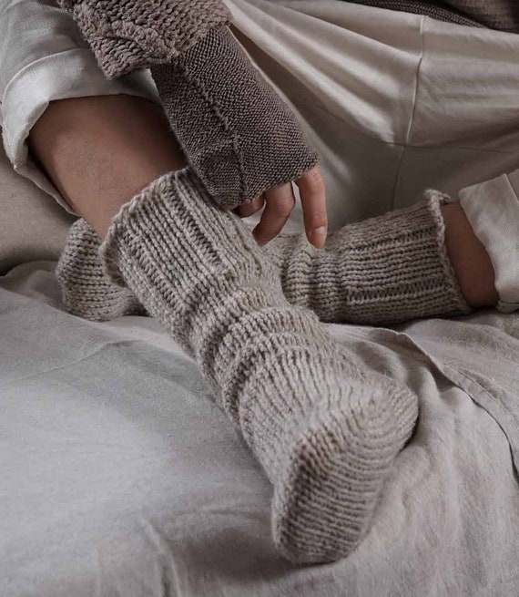 Wool Handmade Cozy Home Socks Hand Knit Warm Winter Wool Socks extra Thick Socks Christmas Socks Cozy Socks Etsy