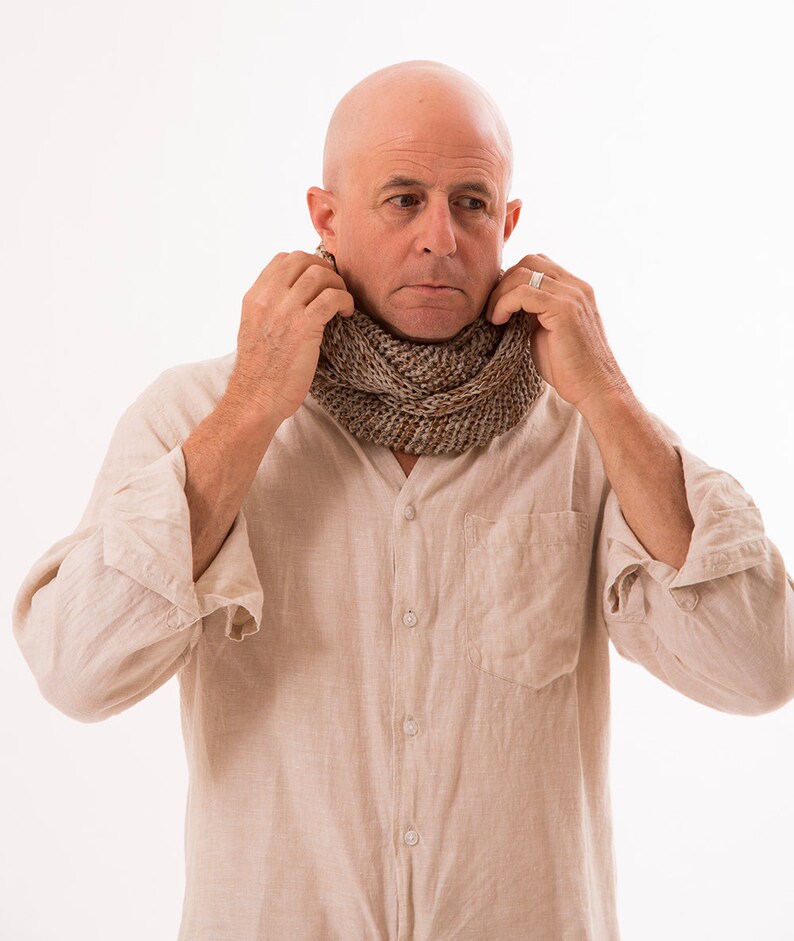 Men's Knitted Infinity Scarf Chunky Cowl Men's Scarf Etsy