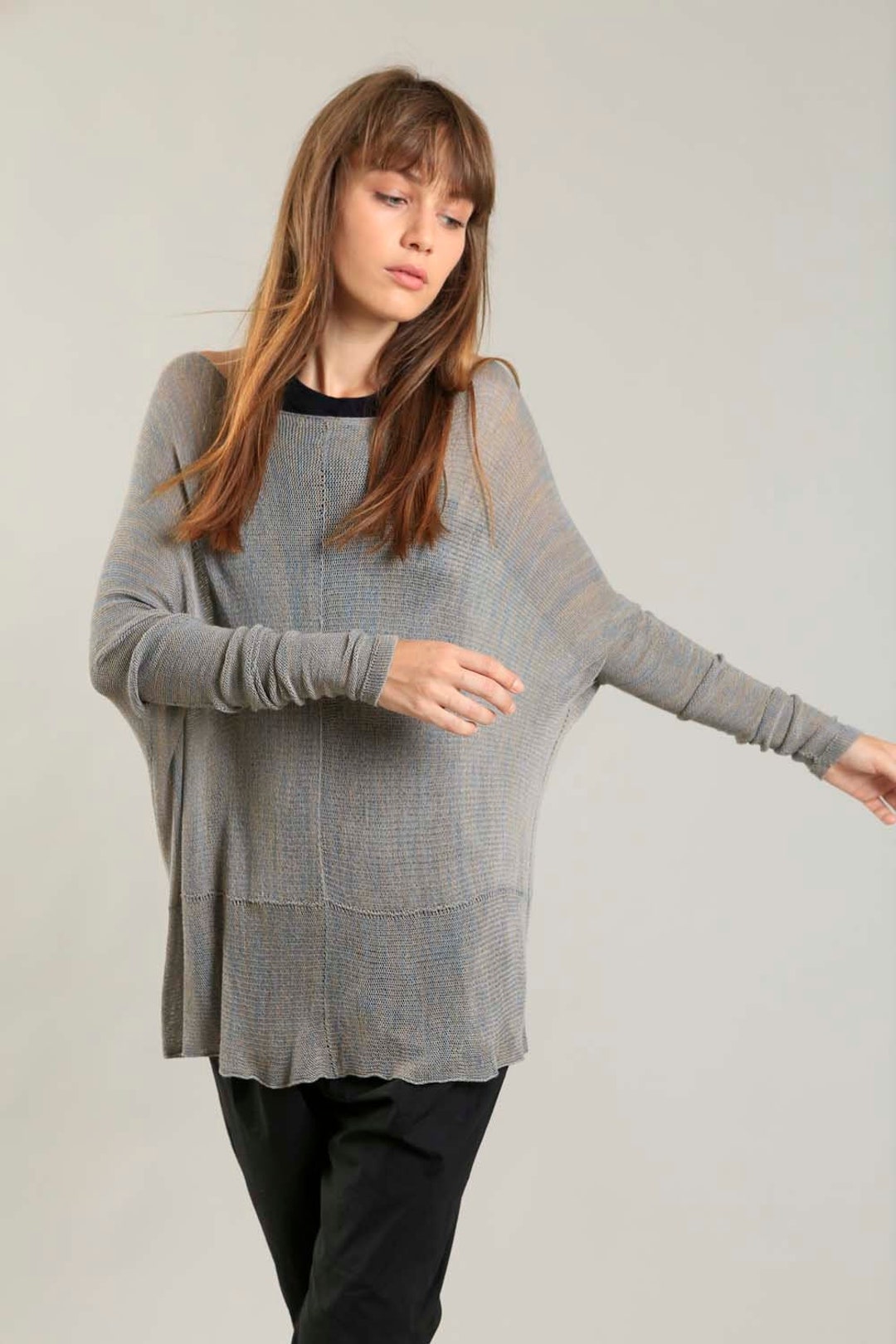 Women's Fog Grey Oversize Knitted Shirt Winter Layering - Etsy