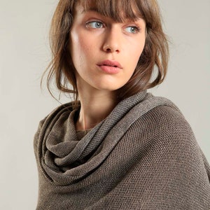 Dark Taupe Shoulder Wrap Scarf, Long Cotton Knit Scarf, Beautiful Stylish Shawl Wrap, Breathable Lightweight Women Scarf image 4