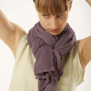 Purple Hand Knit Shawl, Big Soft Bamboo Shawl, Crochet Eco Friendly Scarf image 3