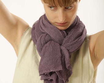 Purple Hand Knit Shawl, Big Soft Cotton Soy Shawl, Crochet Eco Friendly Scarf, Gift for her, Perfect Christmas Gift, Hygge Gift, Cozy Scarf