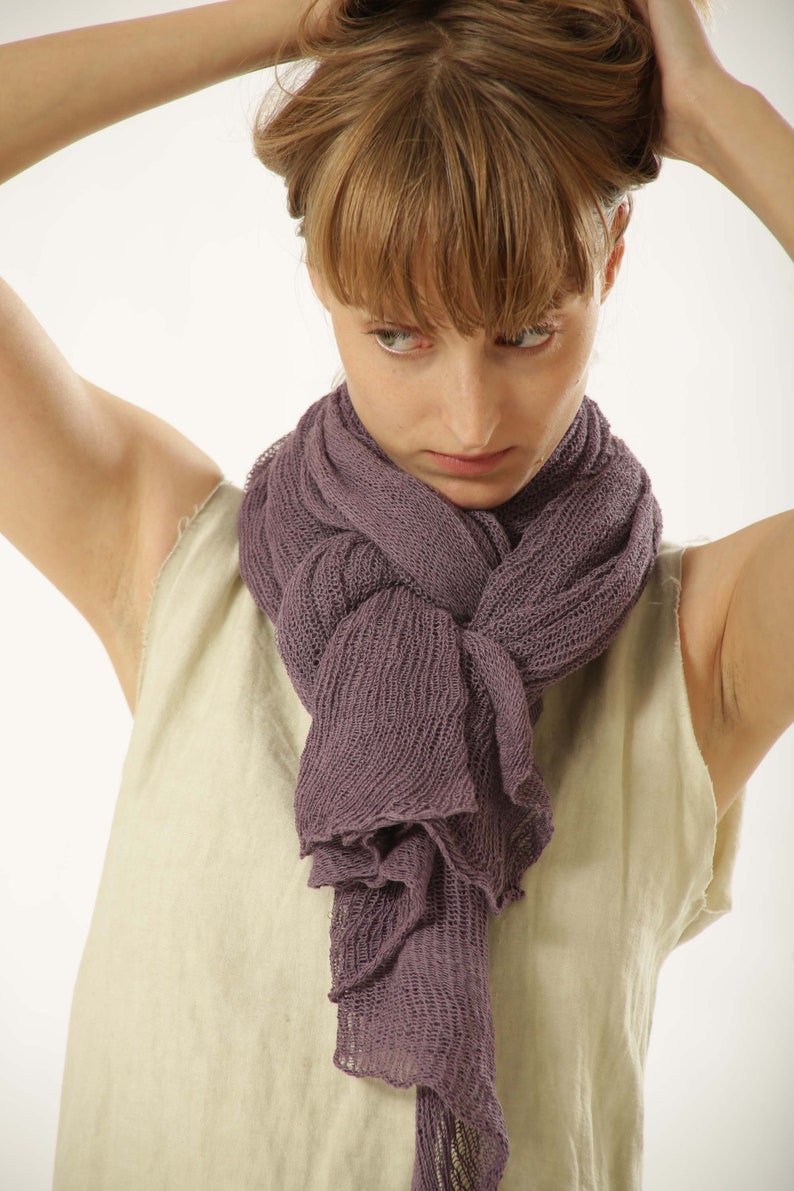 Purple Hand Knit Shawl, Big Soft Bamboo Shawl, Crochet Eco Friendly Scarf image 3