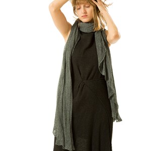 Big Soy Scarf, Women Knit Gray Scarf, Big Gray Sheer Shawl, Melange Gray Chunky Scarf image 4