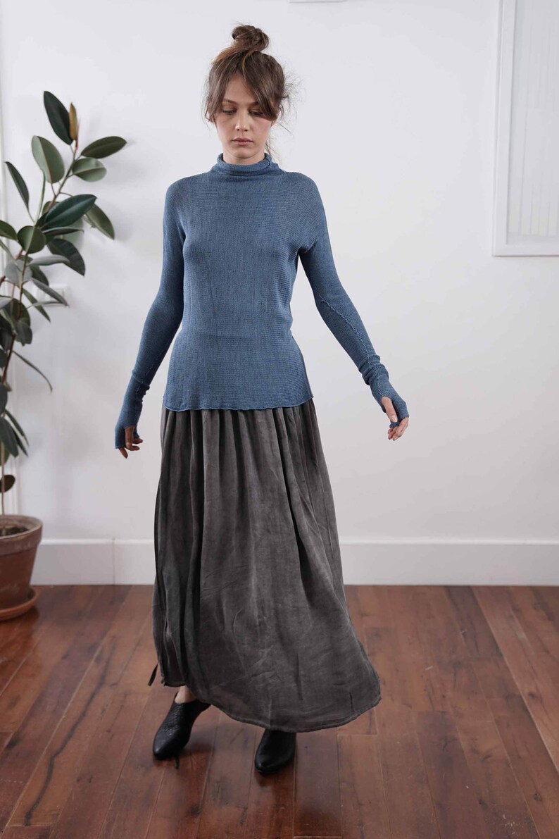 Light Blue Knitted Turtleneck Jumper Women Casual Soft Etsy