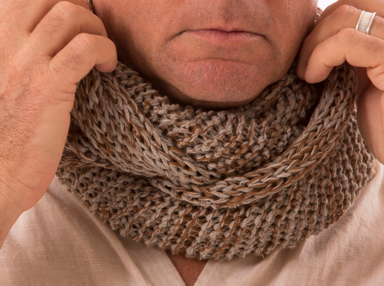 Men's Knitted Infinity Scarf Chunky Cowl Men's Scarf | Etsy