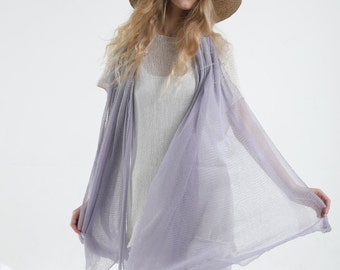 Large Lavender scarf, Flowy shawl Wrap, Long Soft Scarf, Lightweight Scarf, Casual Vacation Resort Wear, unique gift for her, handmade gift