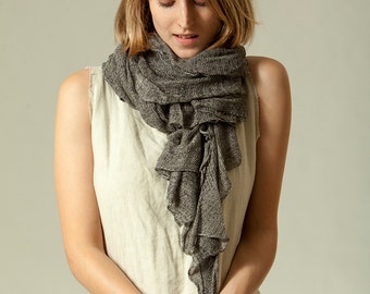 Soft Luxurious Gray Knitted Scarf For Women