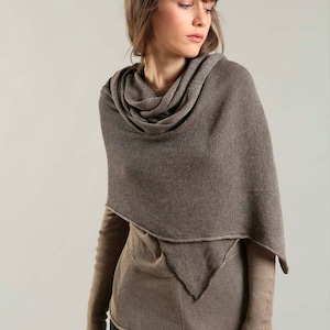 Dark Taupe Shoulder Wrap Scarf, Long Cotton Knit Scarf, Beautiful Stylish Shawl Wrap, Breathable Lightweight Women Scarf image 5