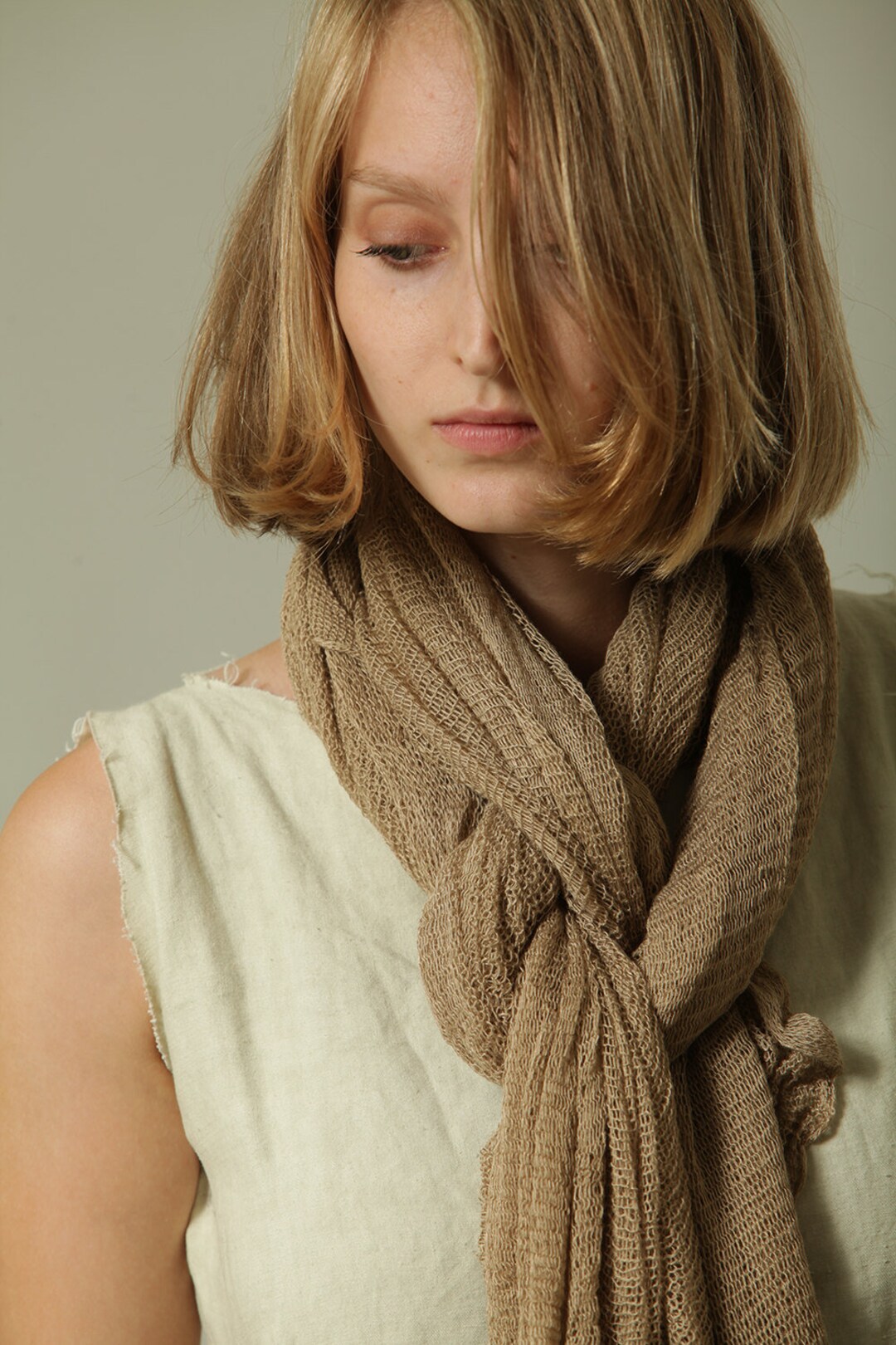 Lightweight Wrap Shawl Hand Knitted XL Scarf Coffee Brown Etsy