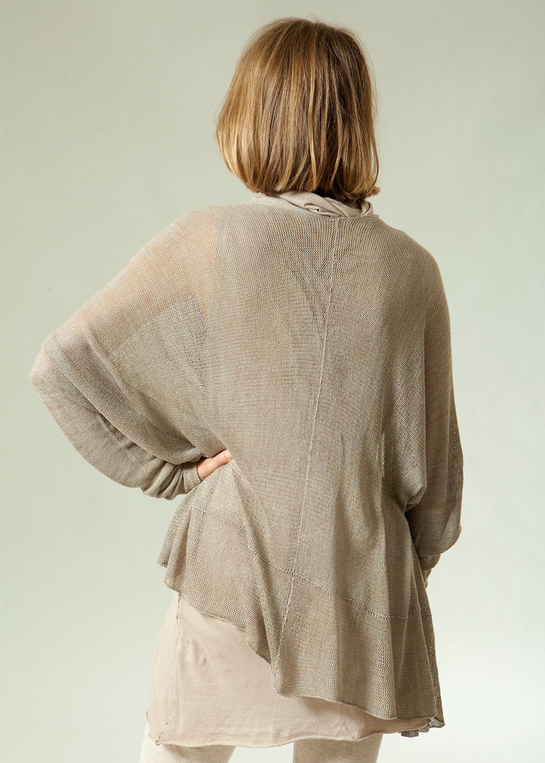 Taoupe Gray Knit Cardigan, Sheer Cardigan Shrug, Sheer Bolero, Wedding Bolero, Khaki Cardigan, Summer Hypoallergenic Cardigan, gift for her image 5