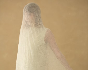 Oversize Sheer Elegant Shawl Wrap, Wedding Bride Cover Up, Natural Cream Wrap Shawl, Hypoallergenic Shoulder Wrap, Bridesmaid Gift