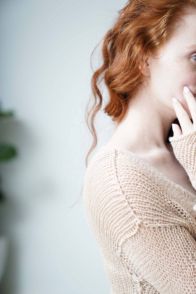 light pale pink knit sweater, Chunky cardigan, crochet cardigan, Open front cardigan, boho cardigan with buttons, gift for her, wife gift image 1