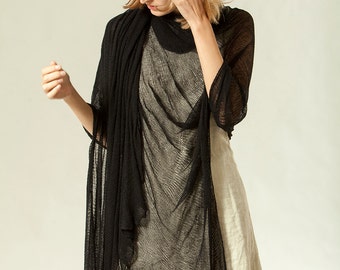 Pashmina Black elegant shawl, Big warm Scarf, Minimalist head Scarf Wrap For Women, Organic Scarf, Unique gift for her, Hygge Christmas gift
