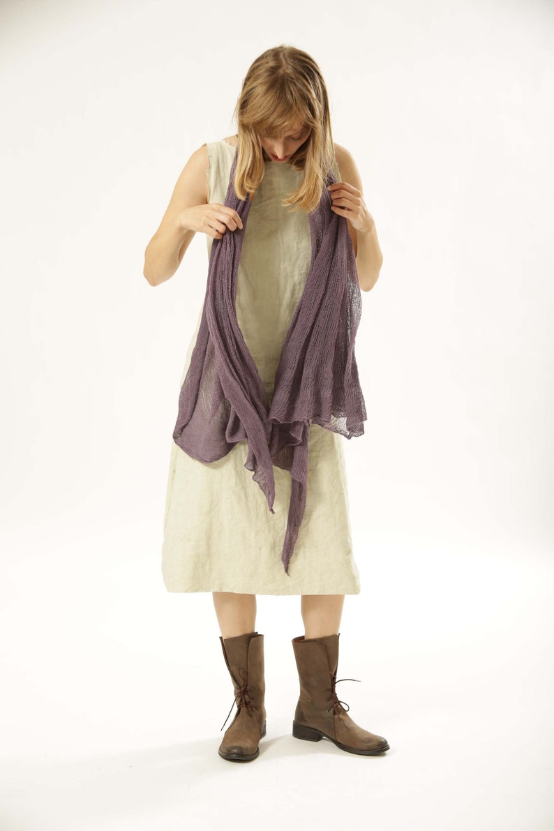 Purple Hand Knit Shawl, Big Soft Bamboo Shawl, Crochet Eco Friendly Scarf image 1