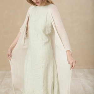 Women&#39;s Hand Knitted Cardigans, Ivory Bamboo Cardigan, Long Sheer Boho Cardigan, Urban Minimalist Clothing