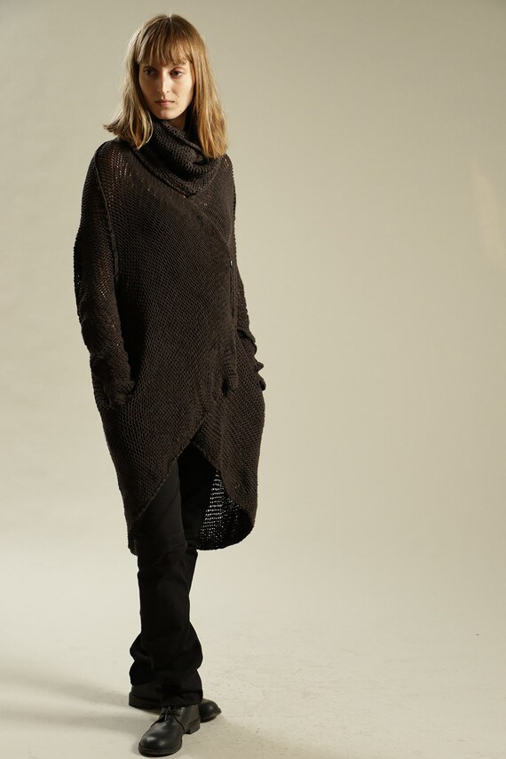 brown chunky knit sweater
