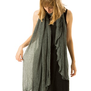 Big Soy Scarf, Women Knit Gray Scarf, Big Gray Sheer Shawl, Melange Gray Chunky Scarf image 3