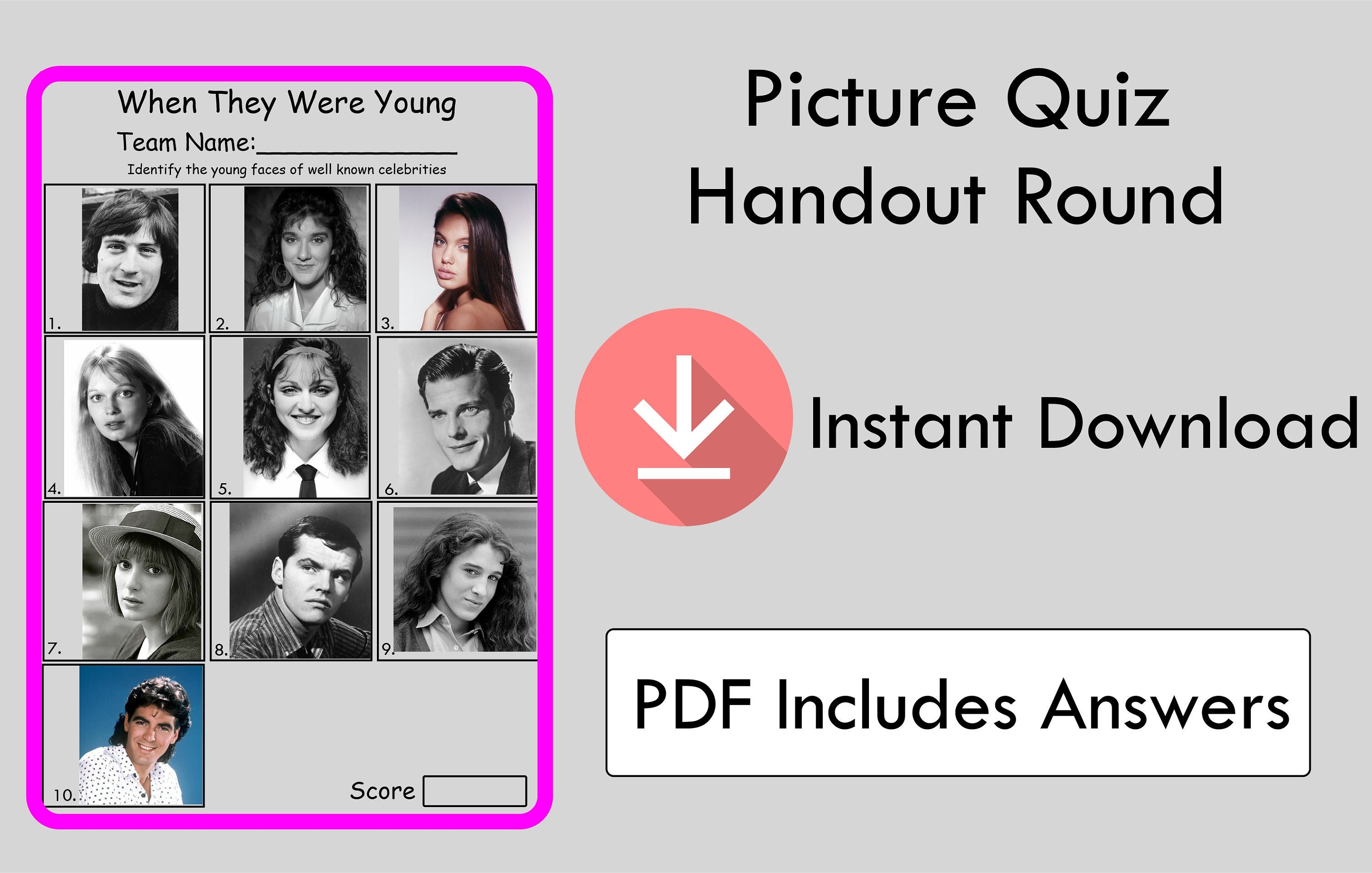 Picture Quiz Picture Round 5 Before They Were Famous Etsy