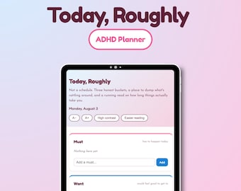 Tagesplaner für ADHS | Tool für exekutive Funktionen, Zeiterfassungs-Tracker (HTML-Download)