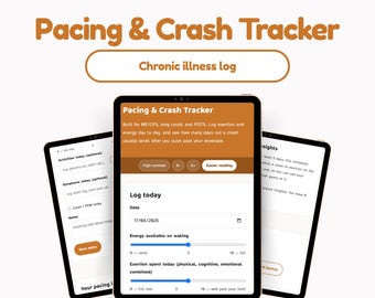 ME/CFS-Pacing-Tracker | Chronisches Tagebuch zu Long Covid und POTS mit Einblicken in das Muster der post-exertionellen Malaise | Interaktives HTML, Sofort-Download