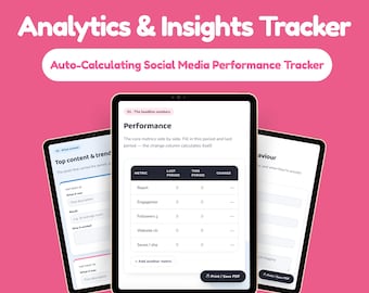 Vorlage für Marketing-Analyseberichte | Automatischer Social-Media-Performance-Tracker | Bearbeitbare Arbeitsmappe für digitale Berichte