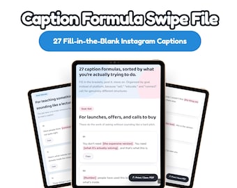 Vorlage für Instagram-Bildunterschriften | 27 Lückentexte für Instagram-Bildunterschriften | Vorlage für digitales Texten