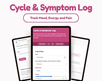Zyklus-Symptom-Tracker | Stimmungs-, Energie- und Schmerzprotokoll (HTML-Download)