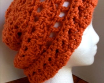 Vintage Style Crochet Cloche Lacy Women's Hat in Orange