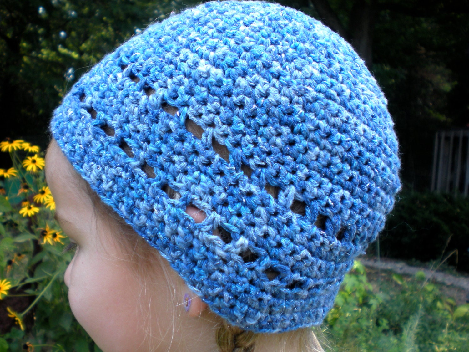 Eric Javits Silver Mesh Crochet Hat One Size Brimmed Toulon I Raffia Floral Bucket Hat UV | Eric Javits main image 3