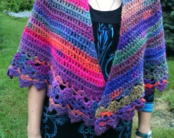 Multicolored Lacy Shawl Wool