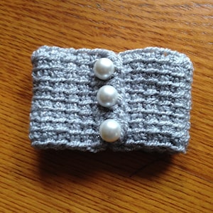 Silver Pearl Crochet Cuff Bracelet Arm Band Tunisian Crochet image 1