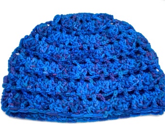 Blue Crochet Cloche Hat; Women's Fashion Hat