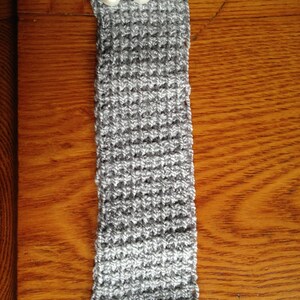 Silver Pearl Crochet Cuff Bracelet Arm Band Tunisian Crochet image 4