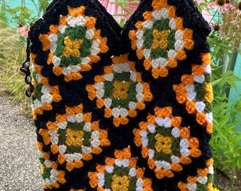 Granny Square Crocheted Tote Bag/Purse