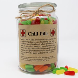 Personalized Chill Pill Gifts, Pick a Theme, Funny Kraft Paper Labels, Stickers, Labels for Jars Veterinarian